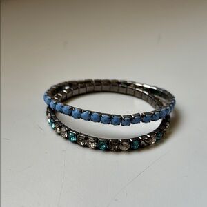 Elegant Blue and Silver Bracelet Set